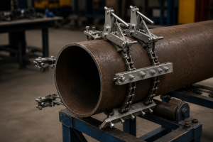 MANUAL PIPE CLAMP DOUBLE (5"-60") FOR STAINLESS STEEL PIPES - zdjęcie